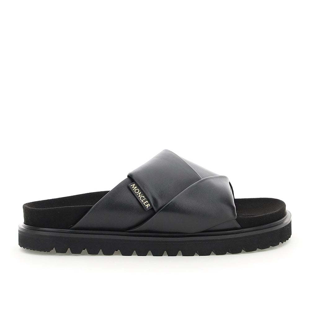 Moncler Women's Fantine Leather Woven Sandal Black - Picture 1 of 5
